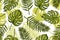 Seamless pattern with leaves monstera, palm trees. Tropical background. Texture for wallpaper, postcards, fabric, paper, printing.