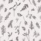 Seamless pattern with leaves, seeds, conifers