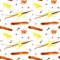 Seamless pattern of a lemon, cinnamon, vanilla, cloves, star anise.