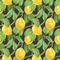 Seamless pattern with lemon fruit and leaves. Citrus. Watercolor illustration. The print is used for Wallpaper design