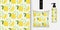 Seamless pattern lemons. Citrus fruit on a striped background.