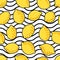 Seamless pattern with lemons on geometric background.