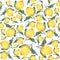Seamless pattern Lemons. Hand painted watercolor. Handmade fresh food design elements isolated