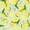 Seamless pattern with lemons, leaves and lavender, watercolor painting.