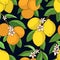 Seamless pattern with lemons oranges