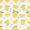 Seamless pattern with lemons and sliced fruits, summer background wallpaper with ripe fruits