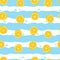 Seamless pattern with lemons and waves on white background. Summer, tropical, exotic, freshness, food concept for wrapping,