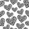 Seamless pattern leopard hearts black and white vector illustration