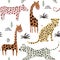 Seamless pattern with leopards and giraffes. background for fabric ,textile ,wallpaper