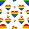 Seamless Pattern with LGBT rainbow heart. Celebrating gay people rights. Same-sex love. Pride. Vector Illustration