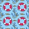 Seamless pattern with lifebuoys and anchors