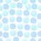 Seamless pattern of light blue watercolor circles on a white background