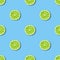 Seamless pattern with lime on blue background. Tropical abstract background. Minimal fruit concept