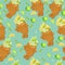 Seamless pattern with lime and lemon tayaki ice cream. Vector graphics