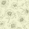 Seamless pattern line flowers peony, light green background. Peonies monochrome.