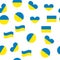 Seamless Pattern Line Ukraine Flag. Thin Outline National Background.