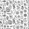 seamless pattern of linear Xmas icons on white background
