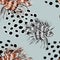 SEAMLESS PATTERN WITH LION FISH ON NEUTRAL GRAY BACKGROUND