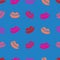 Seamless pattern with lipstick prints. Romantic background