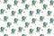 Seamless pattern of little cute dinosaurs Triceratops looking up at stars and circles. Endless texture of cartoon dino characters