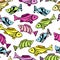 Seamless pattern with little fishes