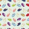 Seamless pattern of little girl dresses and shoes