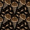 Seamless pattern with little ice cream with coffee and candy