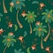 Seamless pattern with Little Monkeys and Coconut Trees