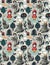 Seamless pattern with little red riding hood and gray hungry wolf in the forest. Fairytale imagination background