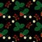 Seamless pattern with little strawberry embroidery stitches imitation