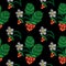Seamless pattern with little strawberry and flower embroidery st