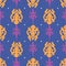 Seamless pattern with lizard and turtle in Maori style. Vector illustration