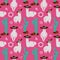 Seamless pattern with llama, alpaca,cactus and design elements on pink background. Vector hand drawn Illustration. South america`