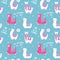 Seamless pattern with llama, star elements. llama pattern with quote. Vector baby animal illustration. Fabric design for