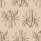 Seamless pattern with lobsters on beige background