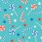 Seamless pattern with lollipops and sweets