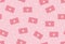 Seamless pattern of love envelopes on pink pastel polka dot