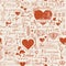 Seamless pattern with love lettering and hearts