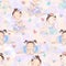 Seamless pattern. Lovely girls ballerinas. Vector