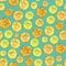 Seamless pattern with lovely lemon slices. Watercolor painting. Hand drawn summer illustration.