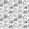 Seamless pattern of luggage bags, hand-drawn in sketch style. Vector illustration. Large suitcase, small bag, backpack