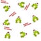 Seamless pattern made of cute cartoon frog with santa hat and drop shadow