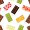 Seamless pattern made from different delicious chocolate.