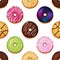 Seamless pattern made from different delicious donut.