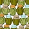 Seamless pattern made from different glass jars with home made cucumbers