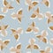 Seamless pattern made with flying pigeons. White, beige pigeons in motion - fly.