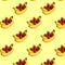 Seamless pattern made with fresh bananas and strawberrys.