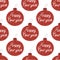 Seamless pattern made from hand drawn Christmas tree balls with snowing effect and Happy New Year lettering inside. Isolated on a