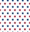 Seamless pattern made from red and blue five pointed stars. Star pattern in American flag colors. USA Independence Day. Presidents