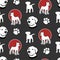 Seamless pattern made up different cute dogs and labradors as wallpaper, cover or background.